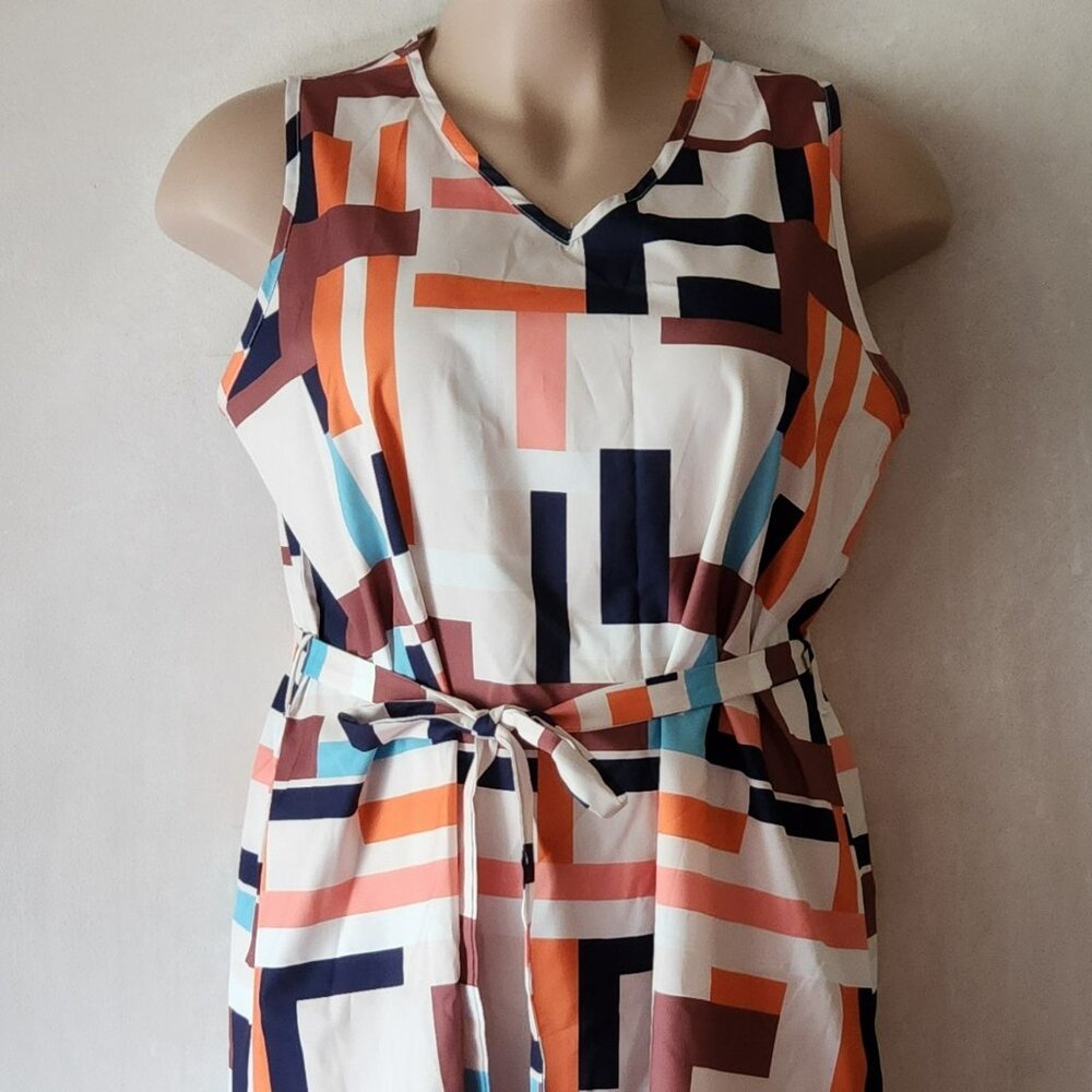 Lovely colorblock dress sz XXL bold lightweight EUC